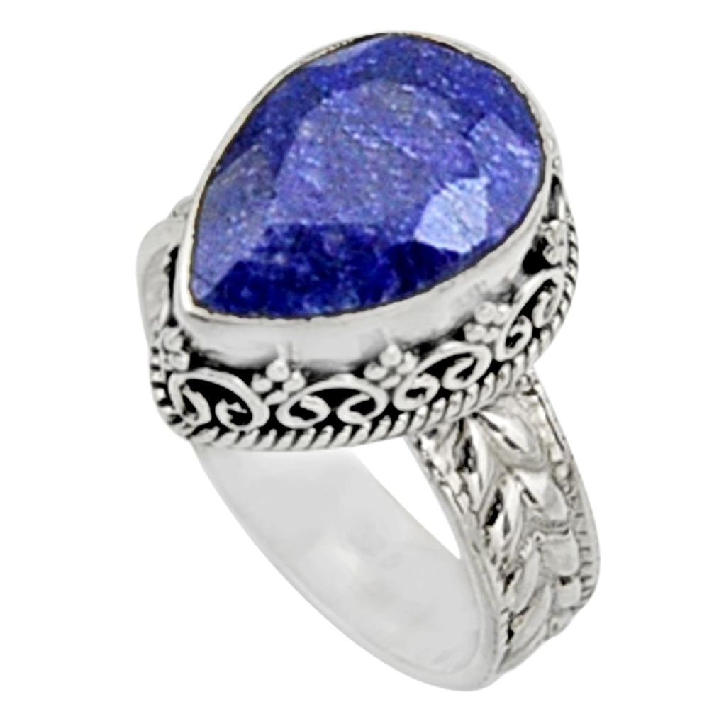 6.72cts natural blue sapphire 925 sterling silver solitaire ring size 8.5 r9890