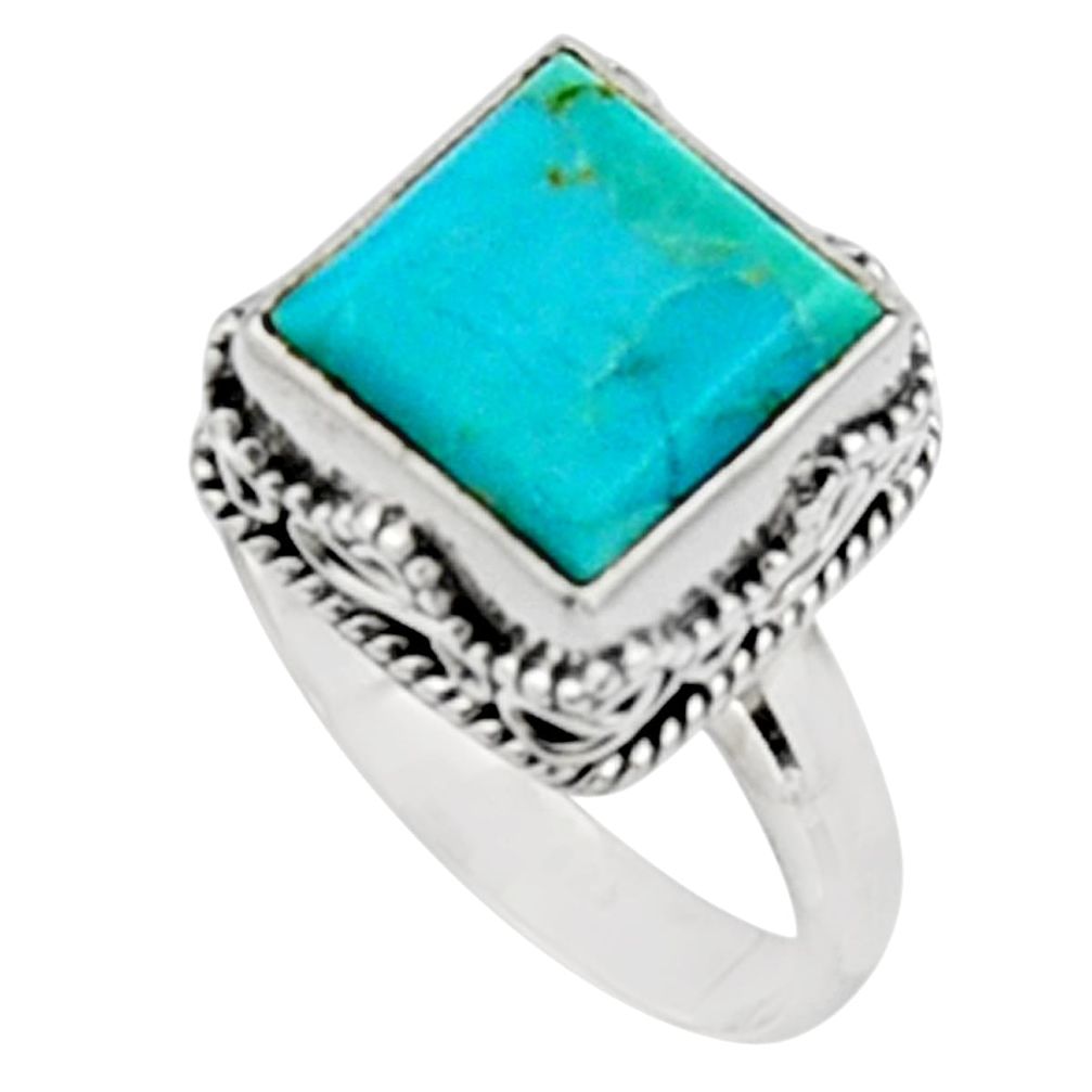 5.63cts green arizona mohave turquoise 925 silver solitaire ring size 8.5 r9912