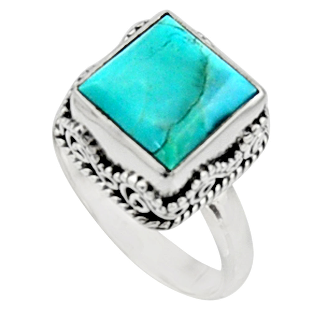 5.63cts green arizona mohave turquoise 925 silver solitaire ring size 8.5 r9913