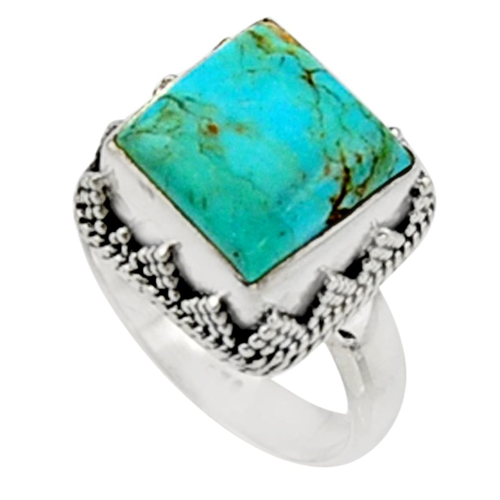 5.83cts green arizona mohave turquoise 925 silver solitaire ring size 7 r9917