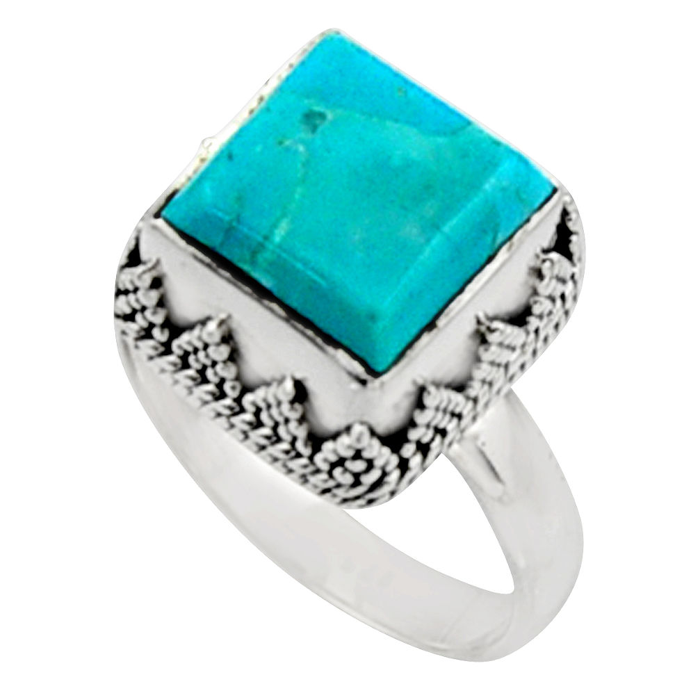 5.96cts green arizona mohave turquoise 925 silver solitaire ring size 8.5 r9918