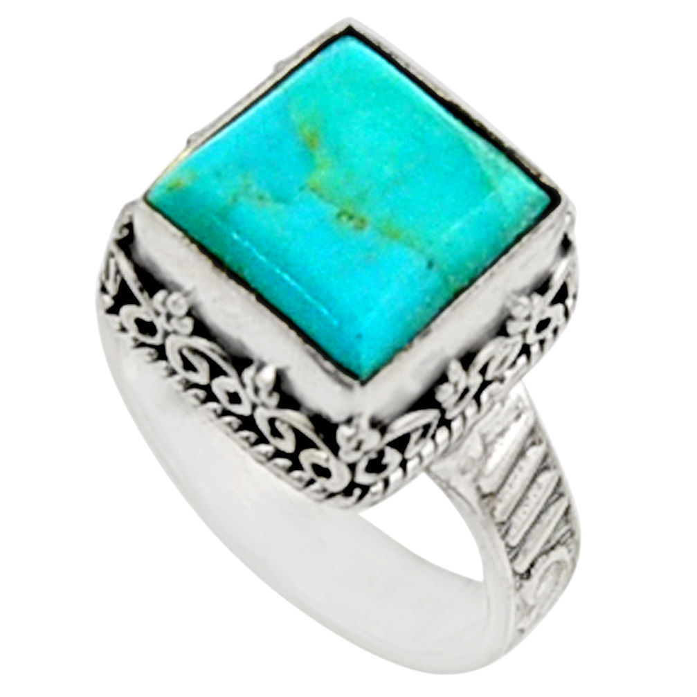 925 silver 5.83cts green arizona mohave turquoise solitaire ring size 7 r9920