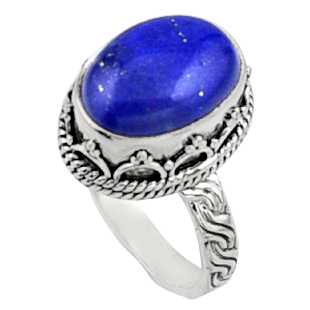 6.96cts natural blue lapis lazuli 925 silver solitaire ring jewelry size 8 r9922