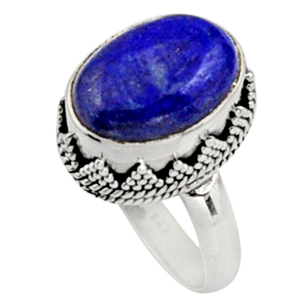 6.54cts natural blue lapis lazuli 925 silver solitaire ring jewelry size 8 r9925