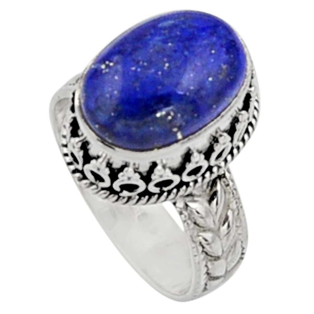 6.72cts natural blue lapis lazuli 925 silver solitaire ring size 8.5 r9929