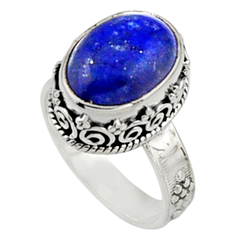 6.54cts natural blue lapis lazuli 925 silver solitaire ring jewelry size 8 r9931