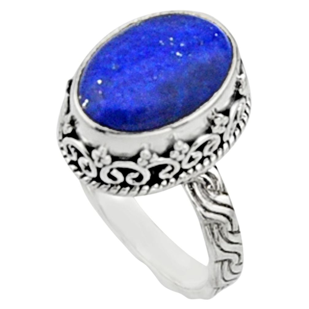 6.30cts natural blue lapis lazuli 925 silver solitaire ring jewelry size 8 r9934