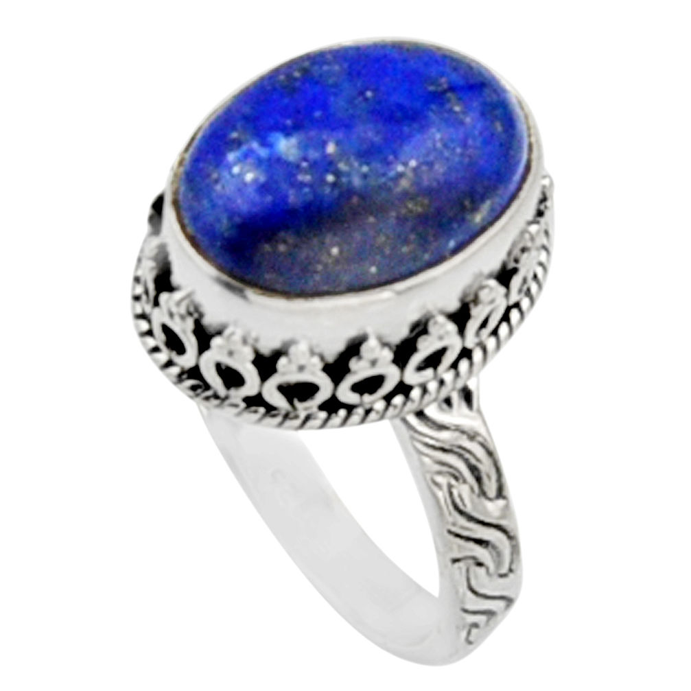 6.76cts natural blue lapis lazuli 925 silver solitaire ring size 8.5 r9935
