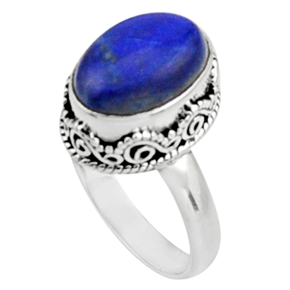 925 silver 6.53cts natural blue lapis lazuli oval solitaire ring size 8.5 r9937