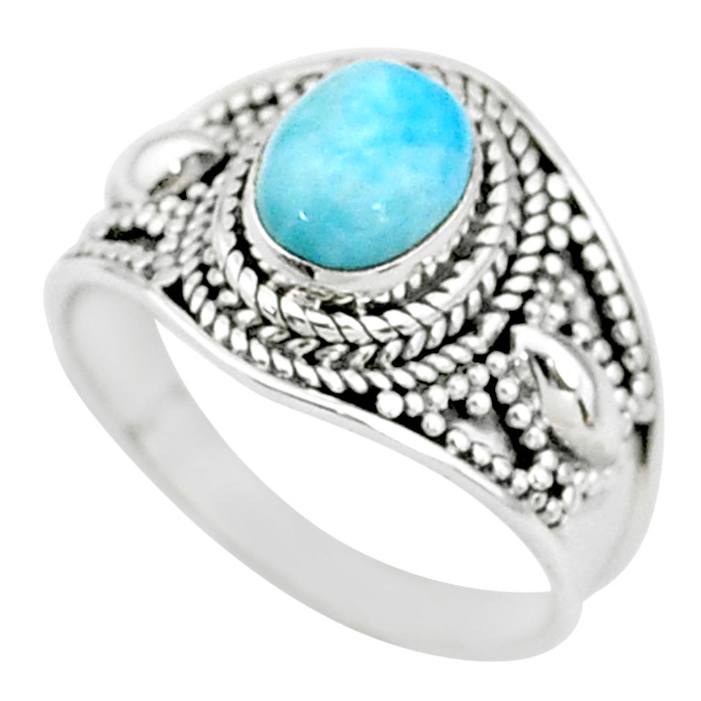 925 sterling silver 2.14cts solitaire natural blue larimar ring size 7 t10213