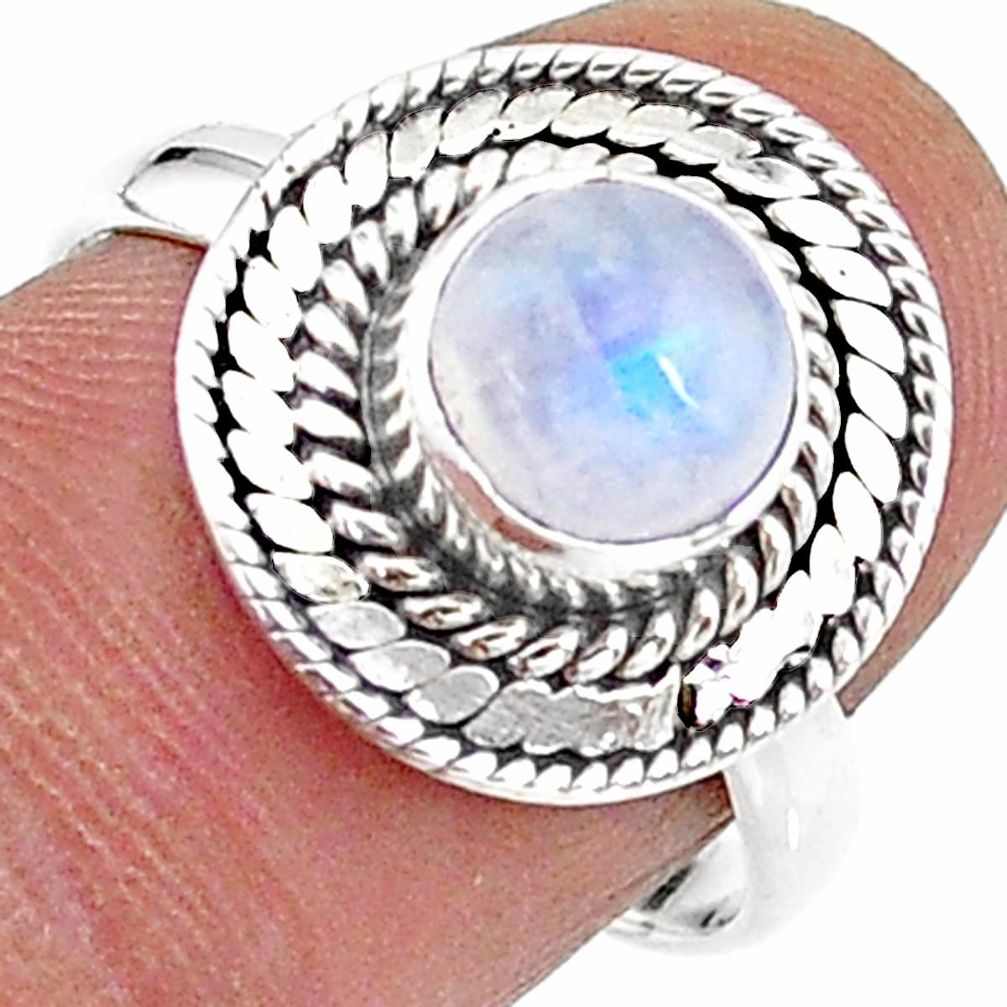 2.41cts solitaire natural rainbow moonstone 925 silver ring size 8 t15737