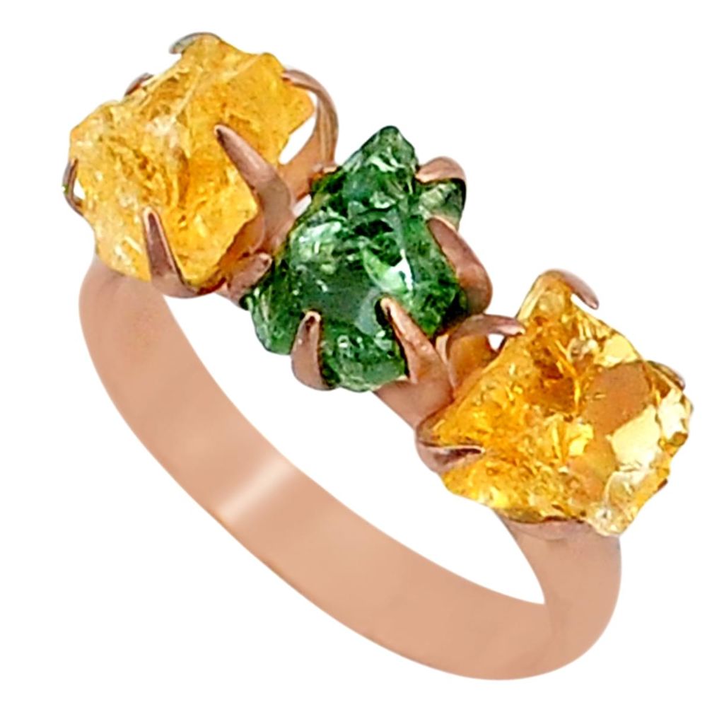 8.26cts natural green apatite (madagascar) 14k rose gold ring size 8 t34994