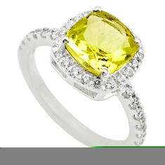 925 silver 5.43cts solitaire natural lemon topaz white topaz ring size 8 t43157