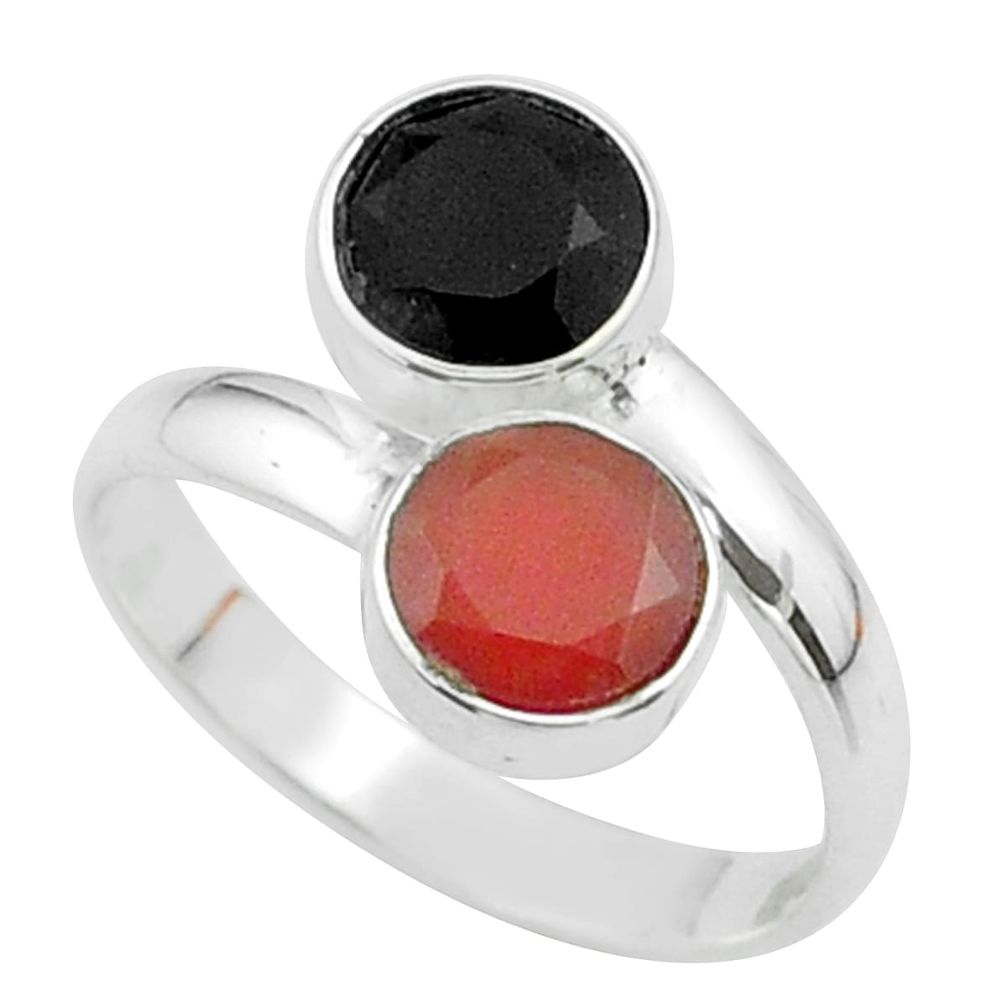 n natural cornelian onyx silver adjustable ring size 8.5 t57968