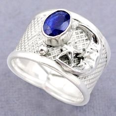 1.51cts solitaire natural sapphire silver crescent moon star ring size 8 t77152