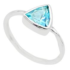 2.72cts solitaire natural blue topaz trillion 925 silver ring size 9 t78583