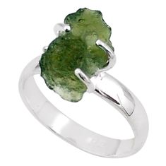 4.86cts solitaire natural moldavite (genuine czech) silver ring size 8 t87103
