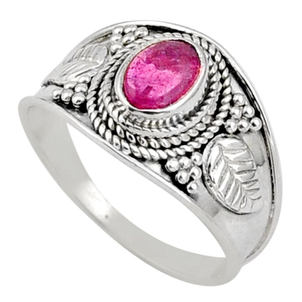 925 sterling silver 1.62cts solitaire natural pink tourmaline ring size 8 t90228