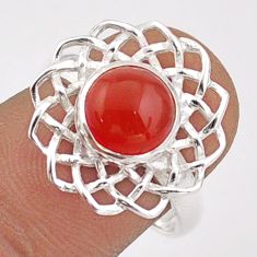 3.10cts flower of life natural cornelian (carnelian) silver ring size 7 t90547