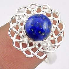 925 silver 3.22cts flower of life natural blue lapis lazuli ring size 7 t90548