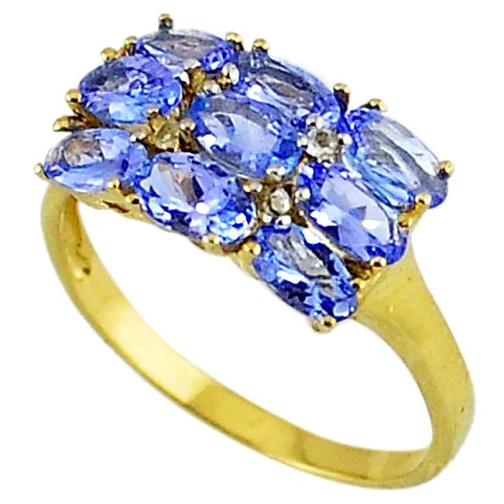 2.72cts vintage diamond blue tanzanite 925 silver 14k gold ring size 7.5 v1822