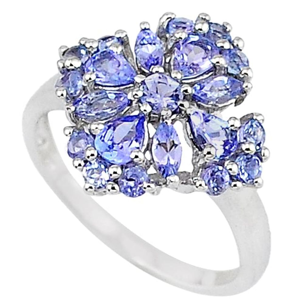 3.31cts vintage natural blue tanzanite 925 silver ring jewelry size 7.5 v1897