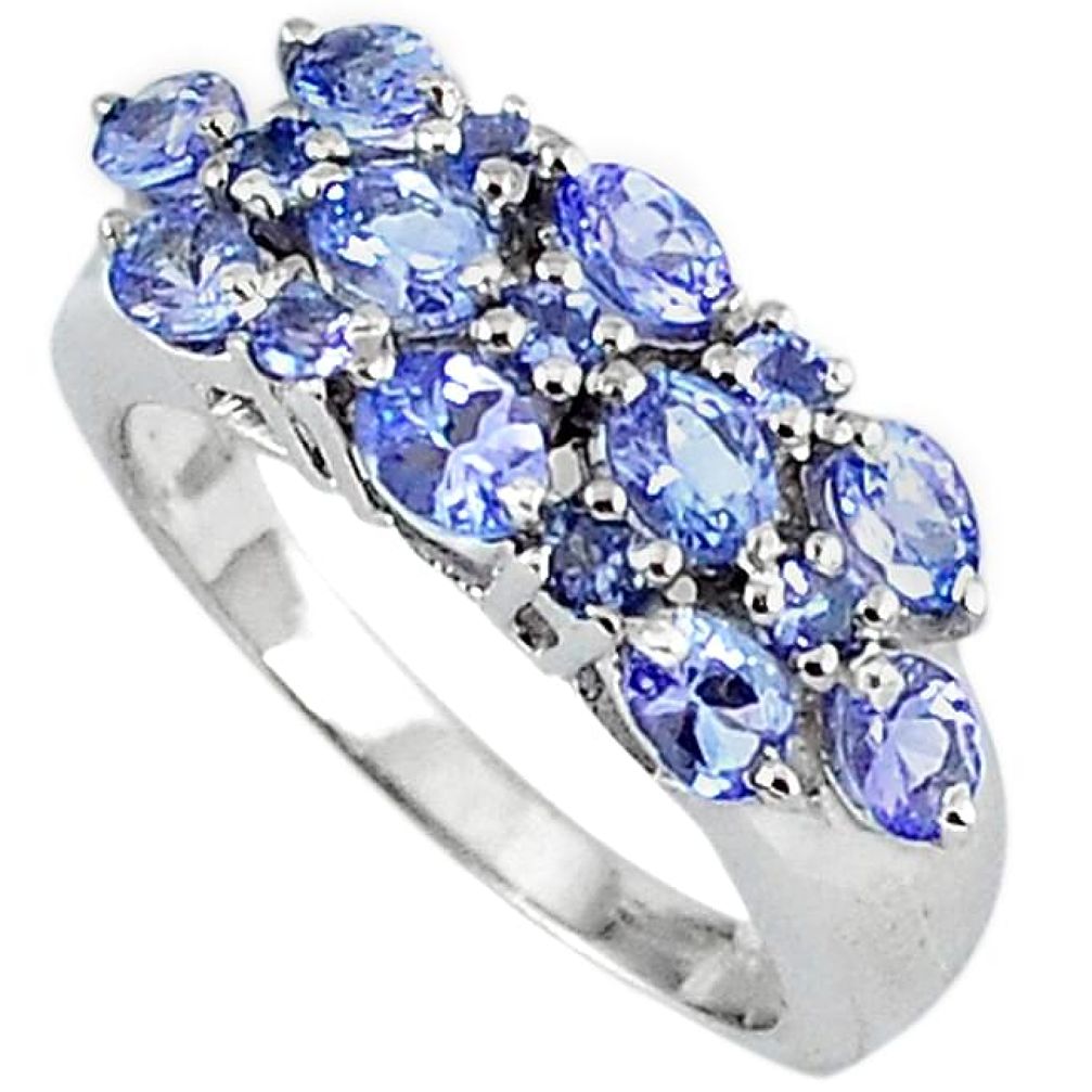 2.57cts vintage natural blue tanzanite 925 silver ring jewelry size 7.5 v1943