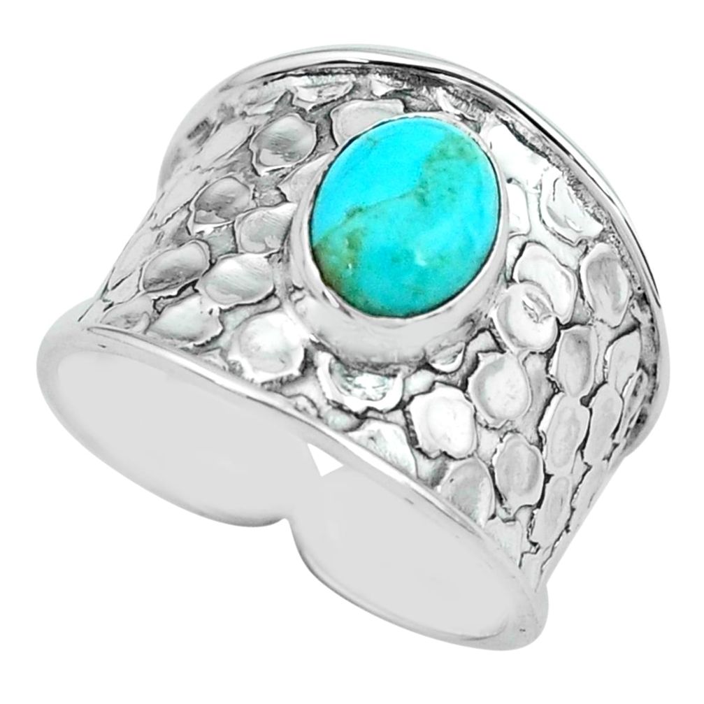 3.29cts blue arizona mohave turquoise 925 silver solitaire ring size 9.5 p68468