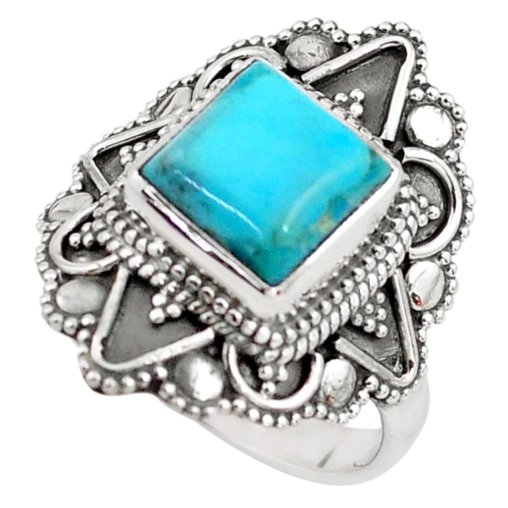 3.42cts blue arizona mohave turquoise 925 silver solitaire ring size 7 p85938