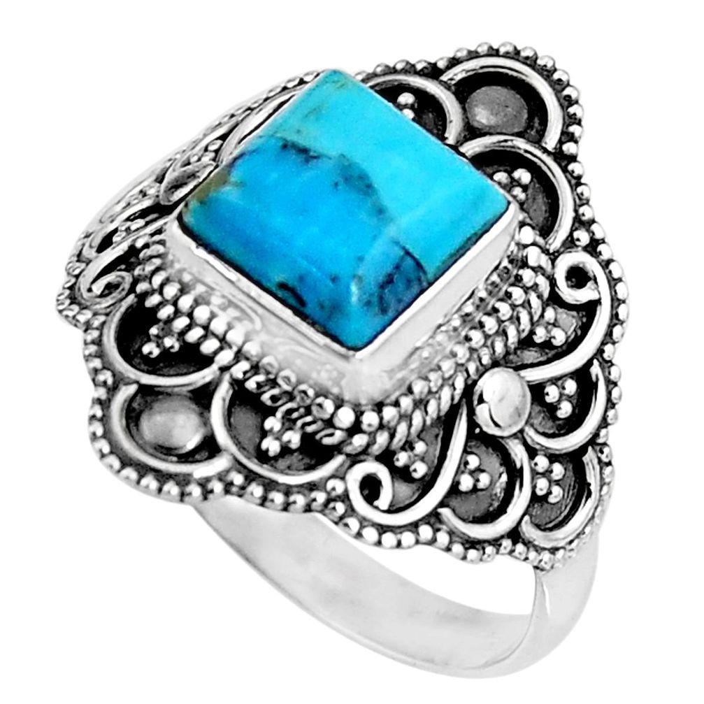 3.16cts blue arizona mohave turquoise 925 silver solitaire ring size 10 p92688