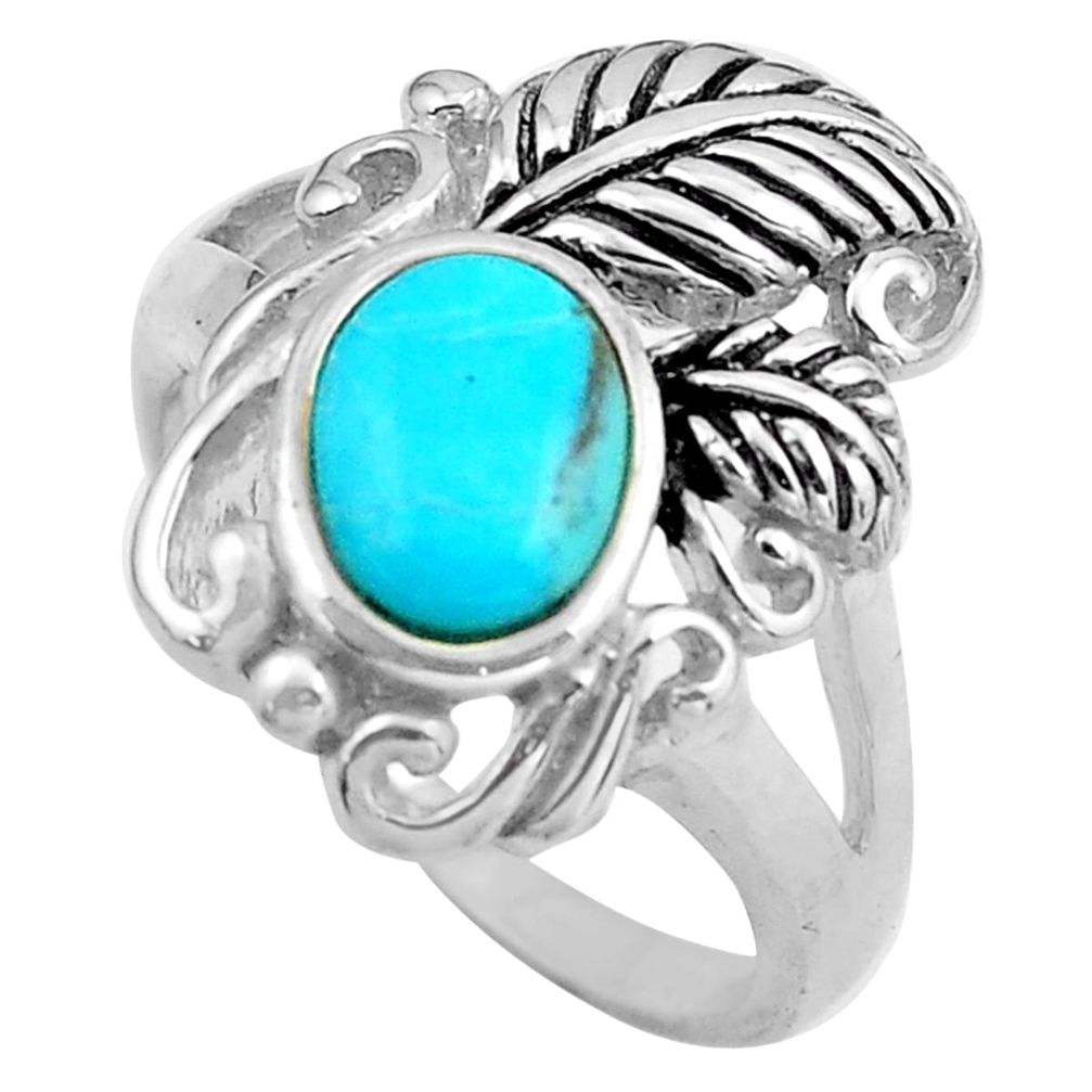 2.07cts blue arizona mohave turquoise 925 sterling silver ring size 8 c4817