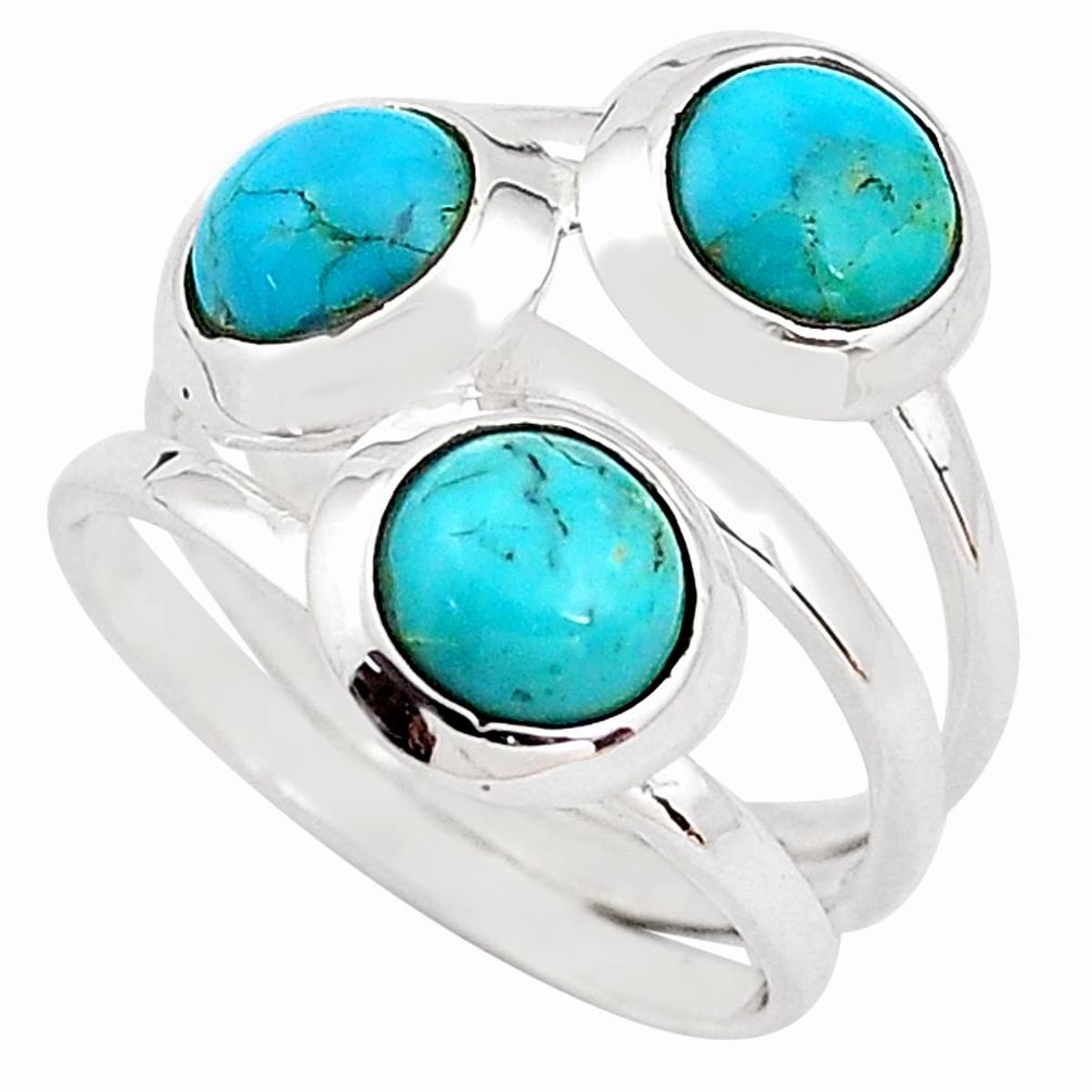 3.16cts blue arizona mohave turquoise 925 sterling silver ring size 6 p85805