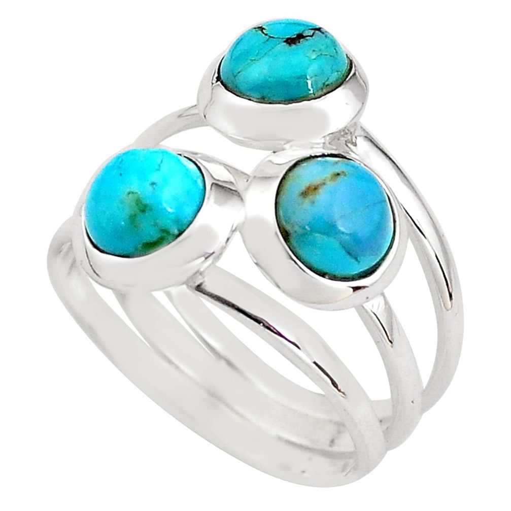 3.16cts blue arizona mohave turquoise 925 sterling silver ring size 7.5 p85806