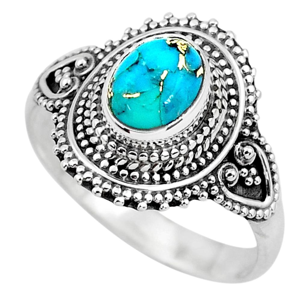 2.23cts blue copper turquoise 925 silver solitaire ring jewelry size 9.5 p53053