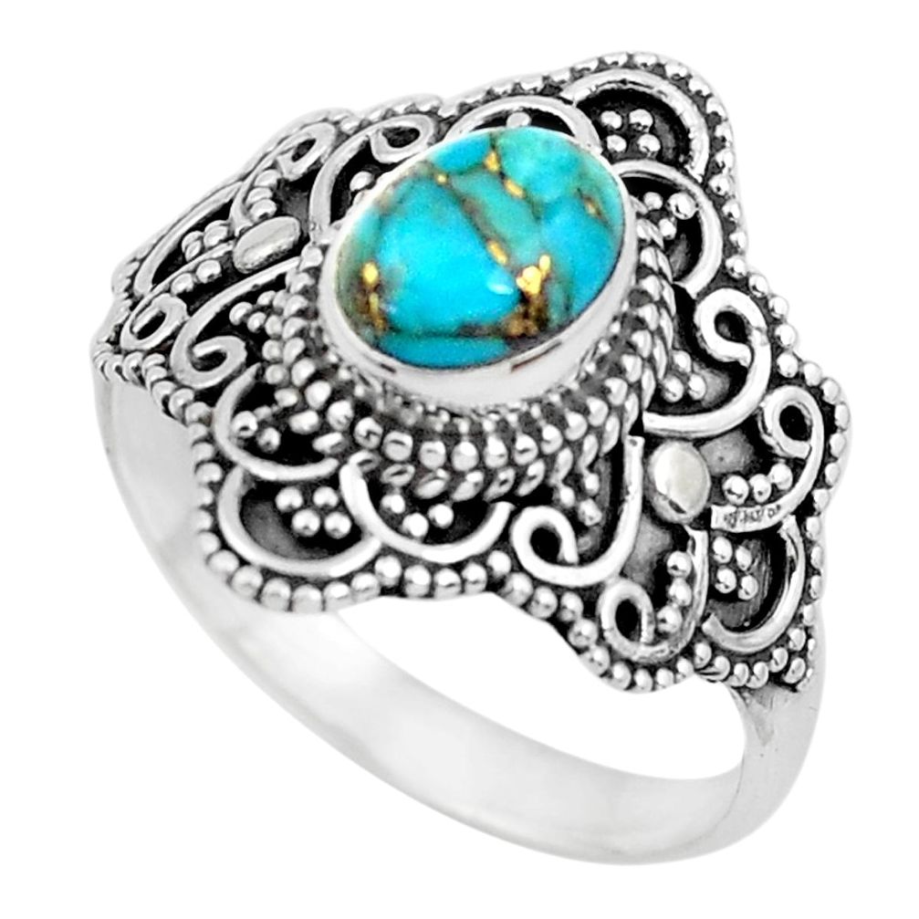 2.01cts blue copper turquoise 925 silver solitaire ring jewelry size 9 p53112