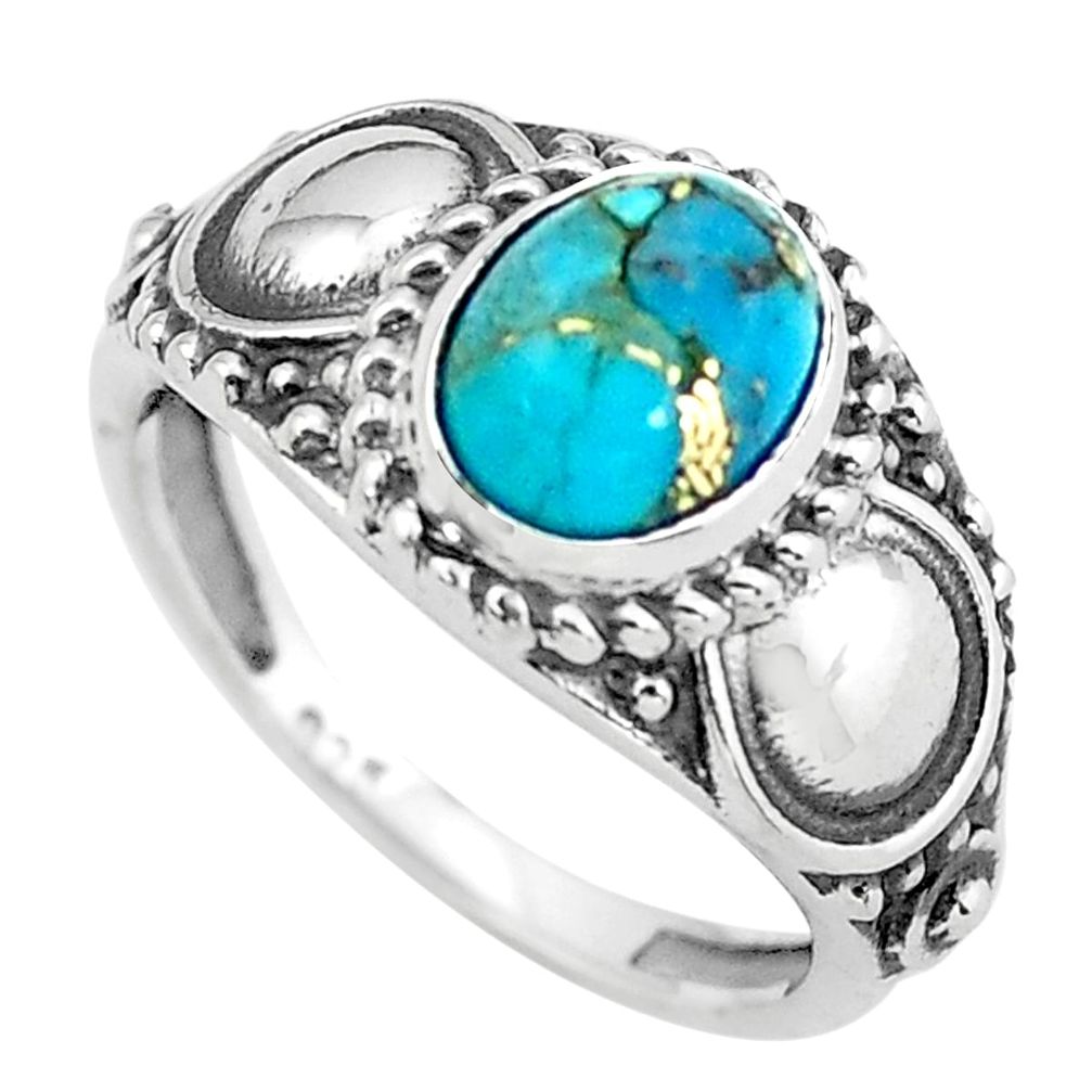 2.01cts blue copper turquoise 925 silver solitaire ring jewelry size 8 p61268