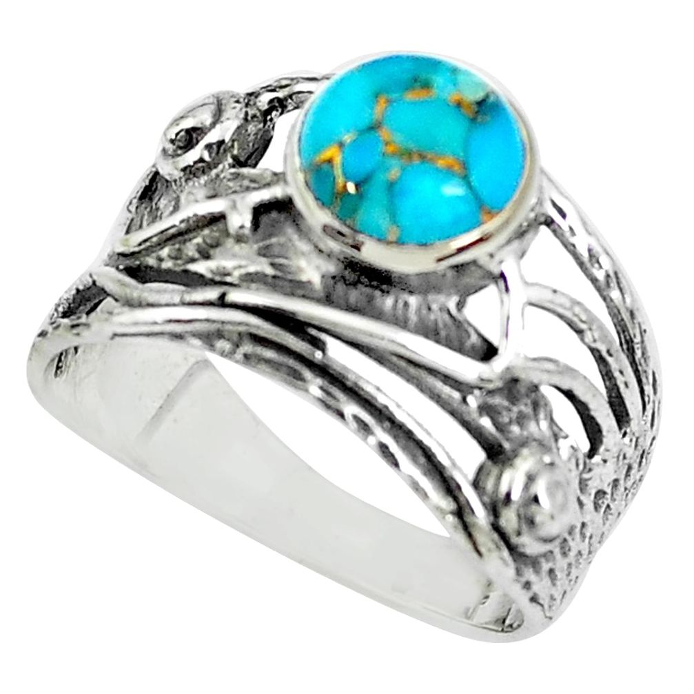 3.41cts blue copper turquoise 925 silver solitaire ring jewelry size 9 p61913