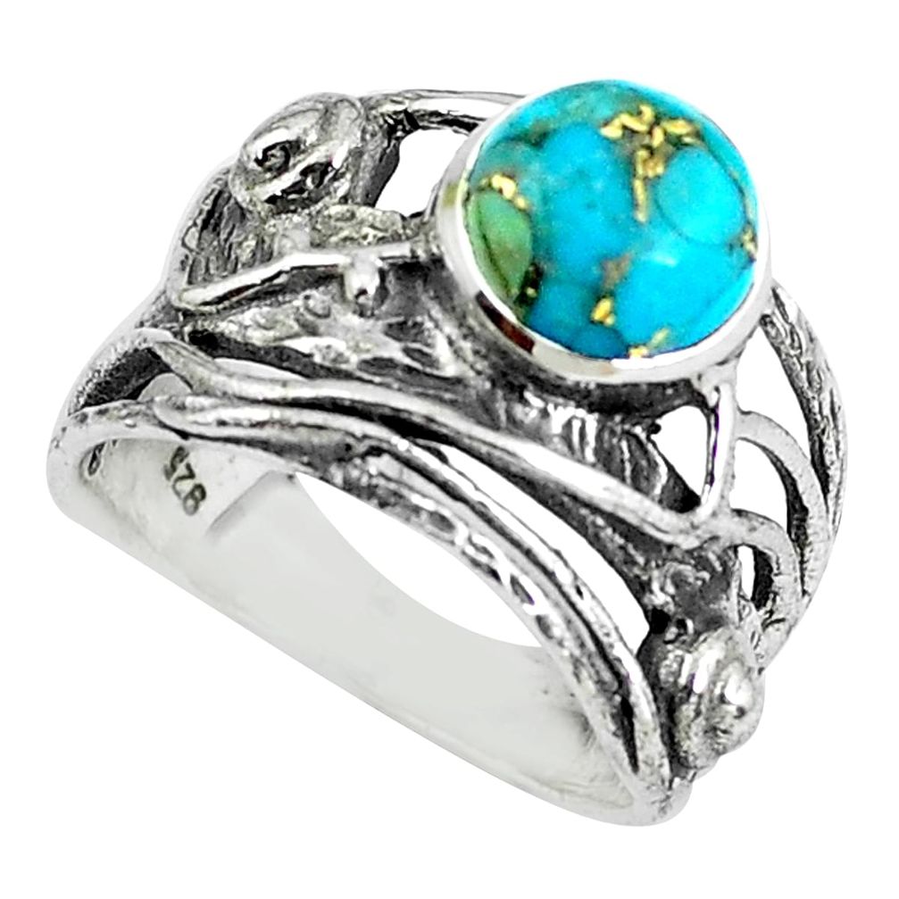 3.13cts blue copper turquoise 925 silver solitaire ring jewelry size 6 p61915