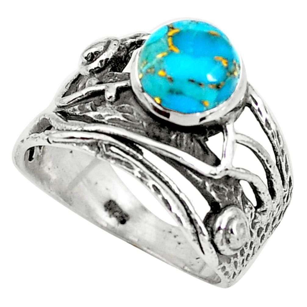 2.74cts blue copper turquoise 925 silver solitaire ring jewelry size 8 p61917