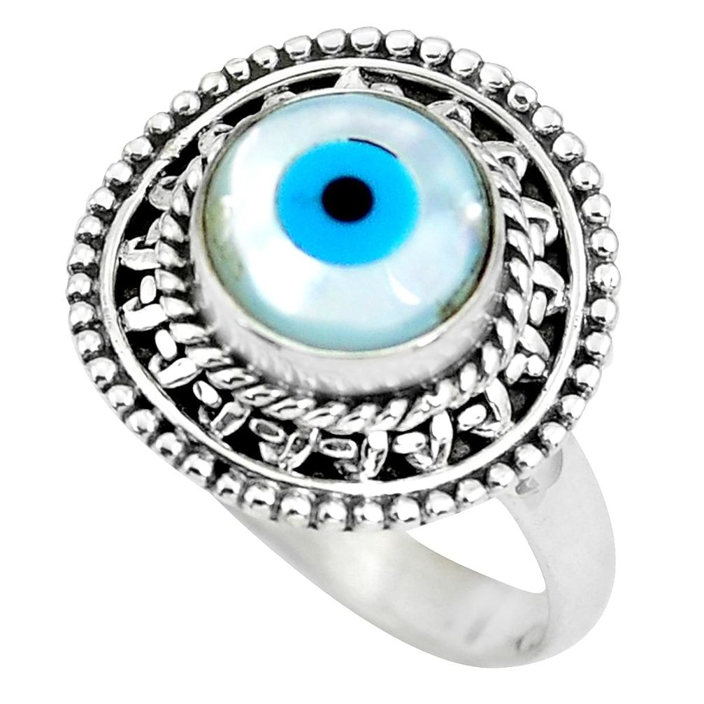 3.06cts blue evil eye talismans 925 silver solitaire ring jewelry size 7 p63249