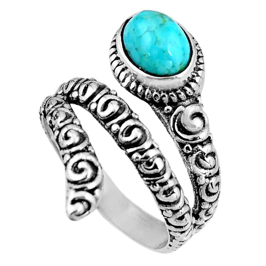 2.35cts blue sleeping beauty turquoise 925 silver solitaire ring size 7.5 p92072