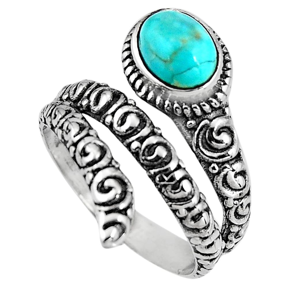2.35cts blue sleeping beauty turquoise 925 silver solitaire ring size 8.5 p92074