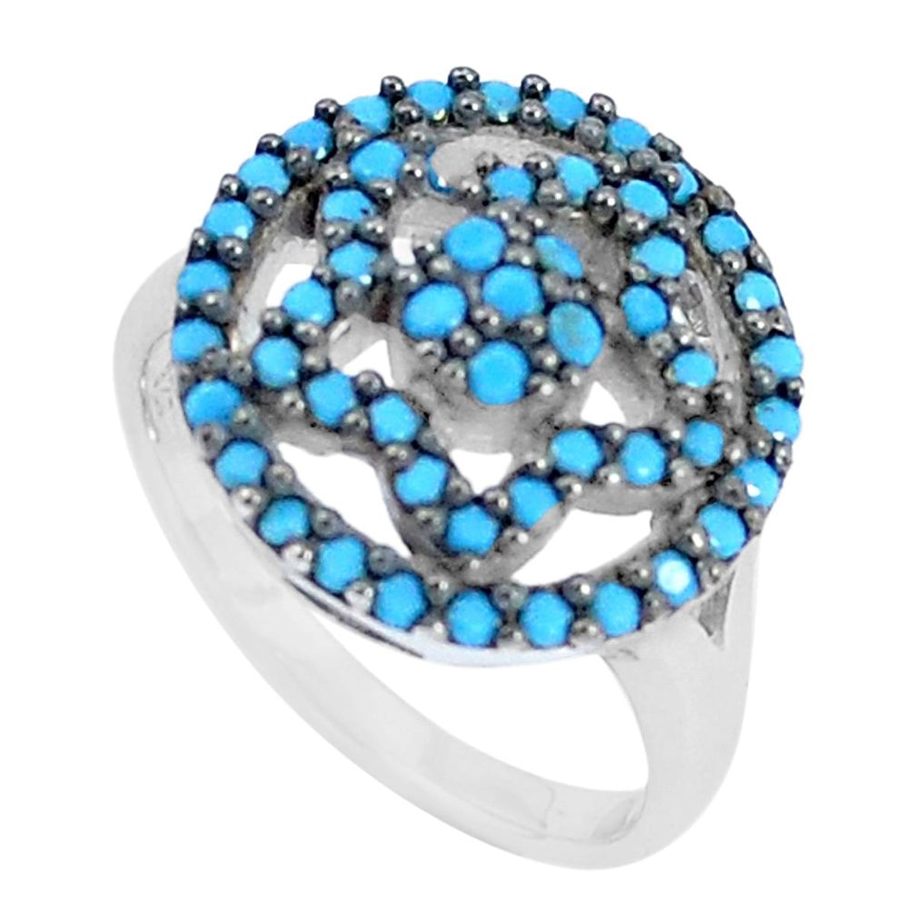 1.91cts blue sleeping beauty turquoise 925 sterling silver ring size 6.5 c1463