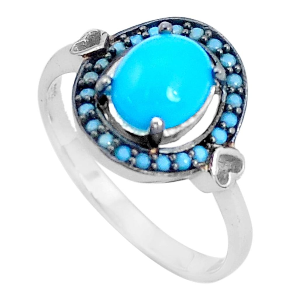 3.05cts blue sleeping beauty turquoise 925 sterling silver ring size 7 c1470