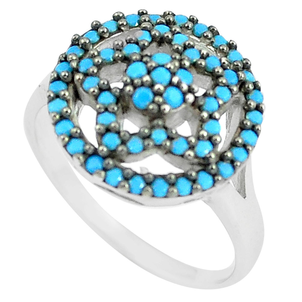 2.02cts blue sleeping beauty turquoise 925 sterling silver ring size 5.5 c1482