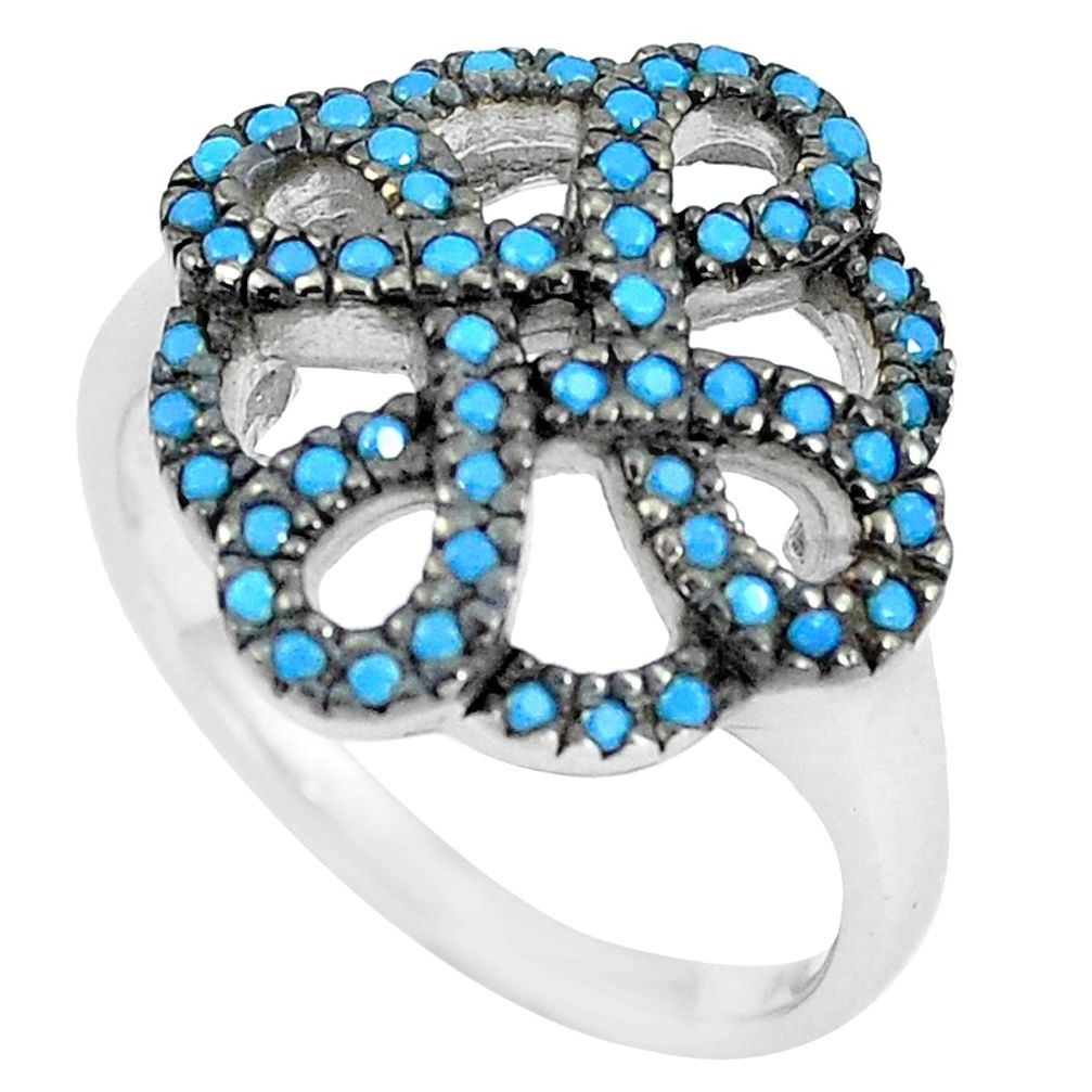 1.42cts blue sleeping beauty turquoise 925 sterling silver ring size 6 c1521