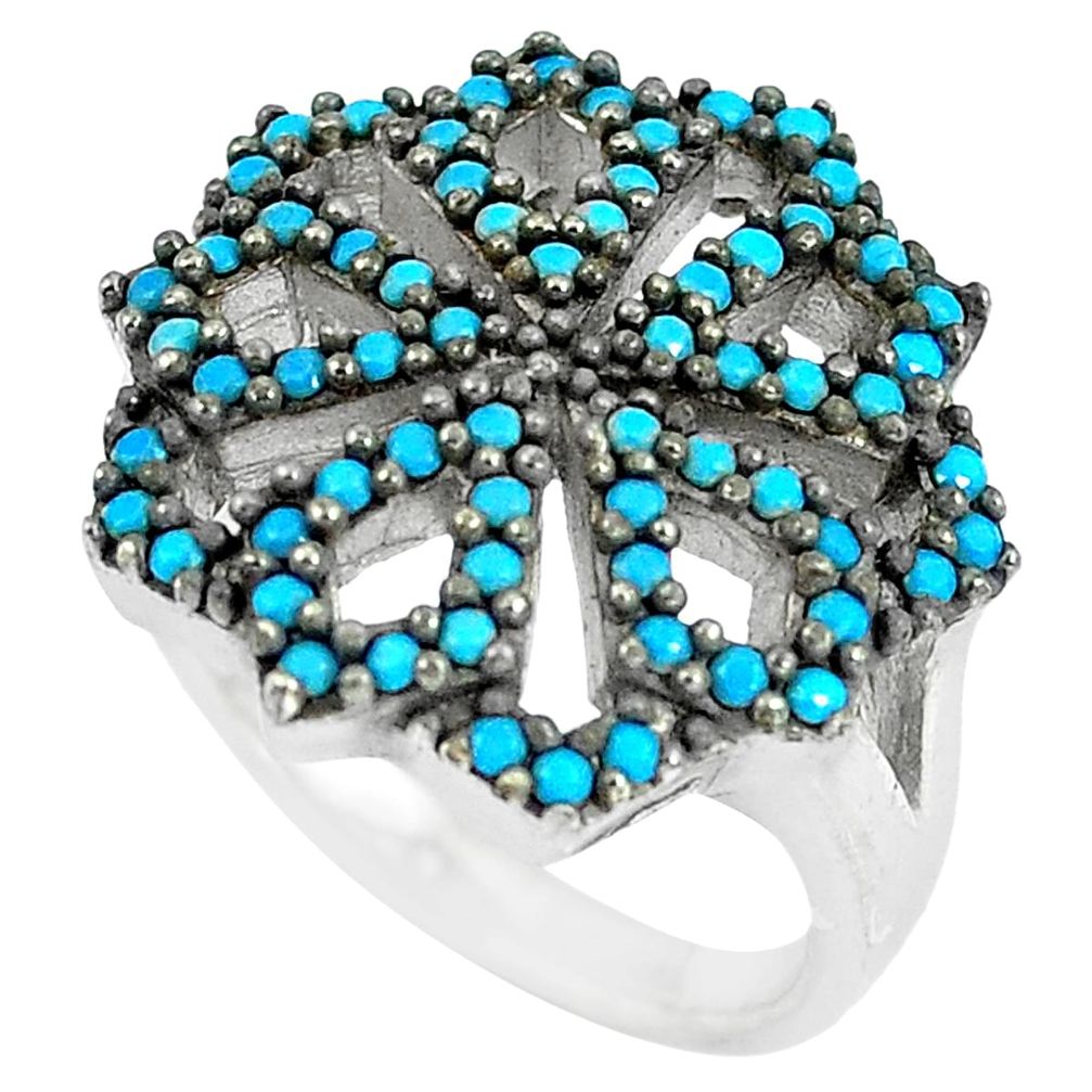 1.94cts blue sleeping beauty turquoise 925 sterling silver ring size 5.5 c1545