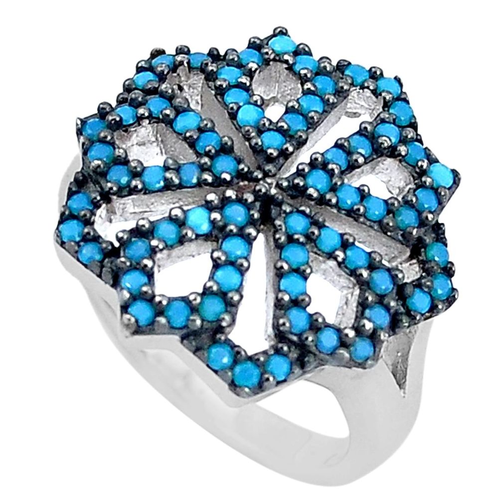 2.68cts blue sleeping beauty turquoise 925 sterling silver ring size 5.5 c2851