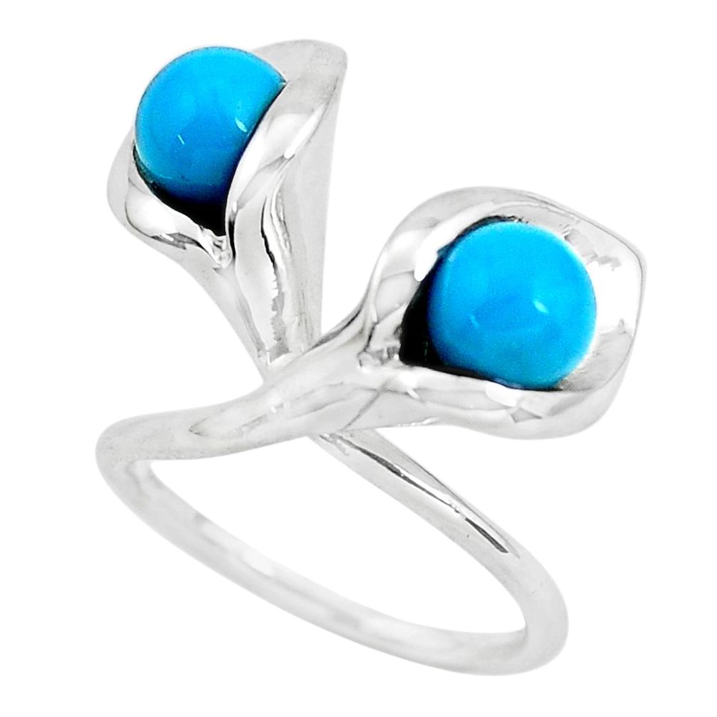 2.65cts blue sleeping beauty turquoise 925 sterling silver ring size 5.5 p53039