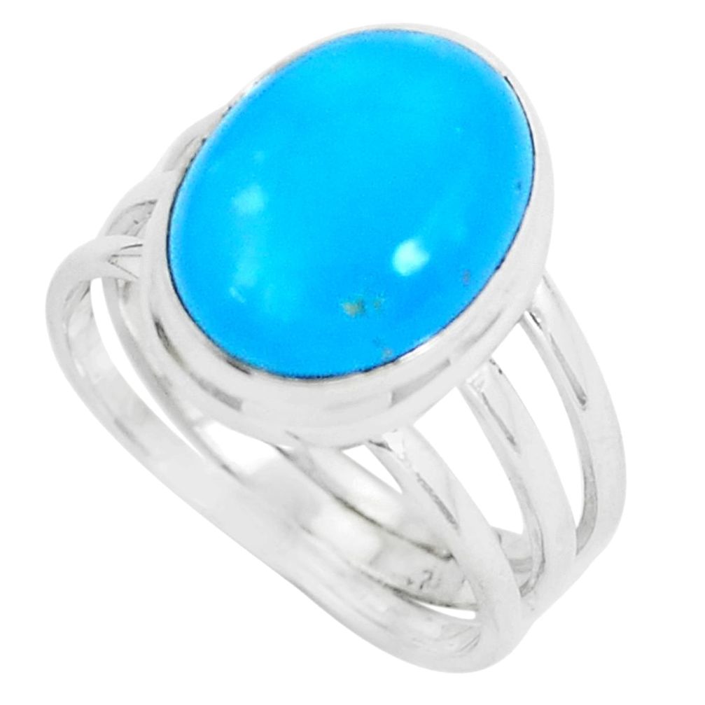 5.38cts blue smithsonite 925 sterling silver solitaire ring size 7 d31411
